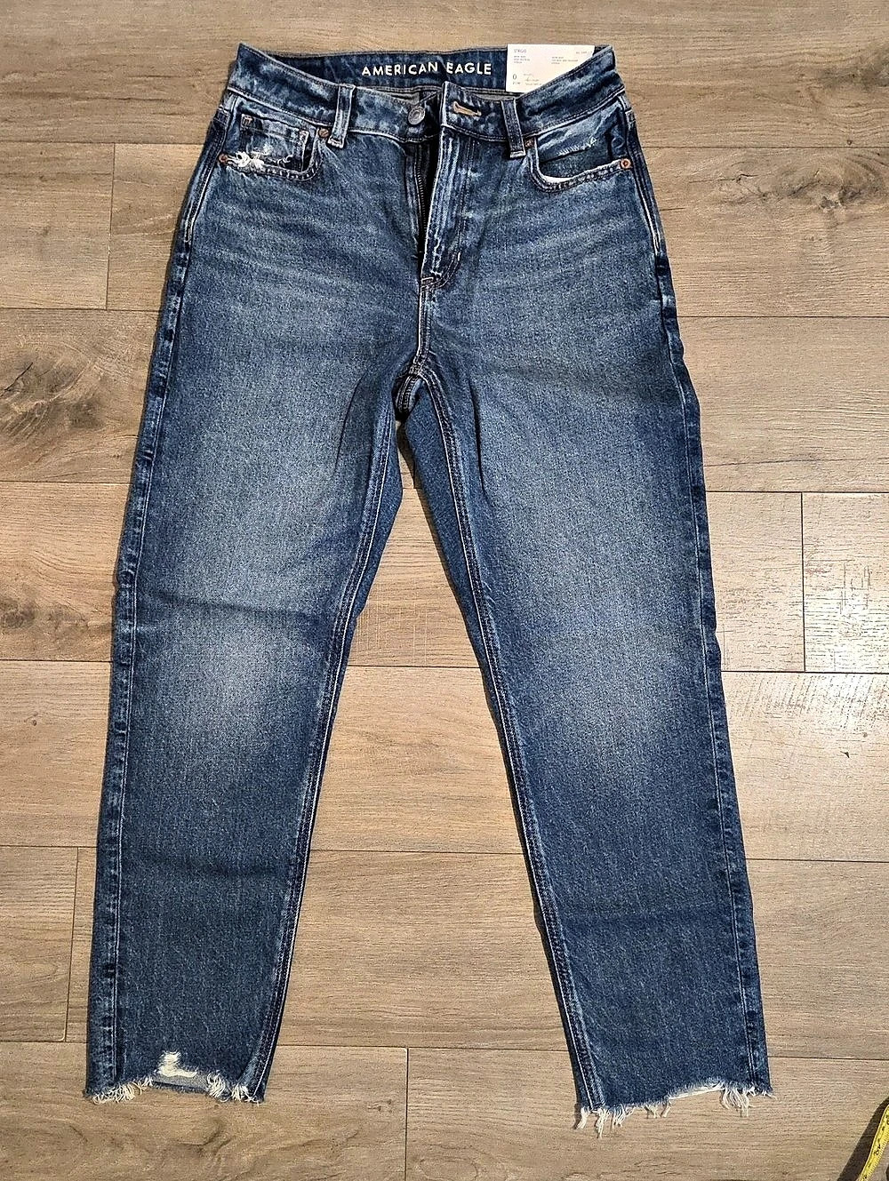 American Eagle Strigid Mom Jeans Waist 0 Short Blue